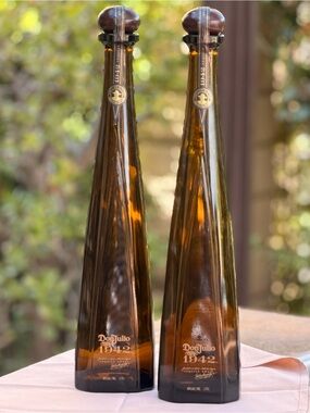 Don Julio 1942 Amber Tequila Bottle (Pair) Empty Bottles Only 1.75 L